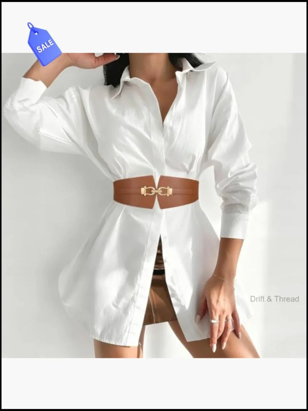 Wide Stretch Belt with Gold Buckle for Dresses Coats Waist